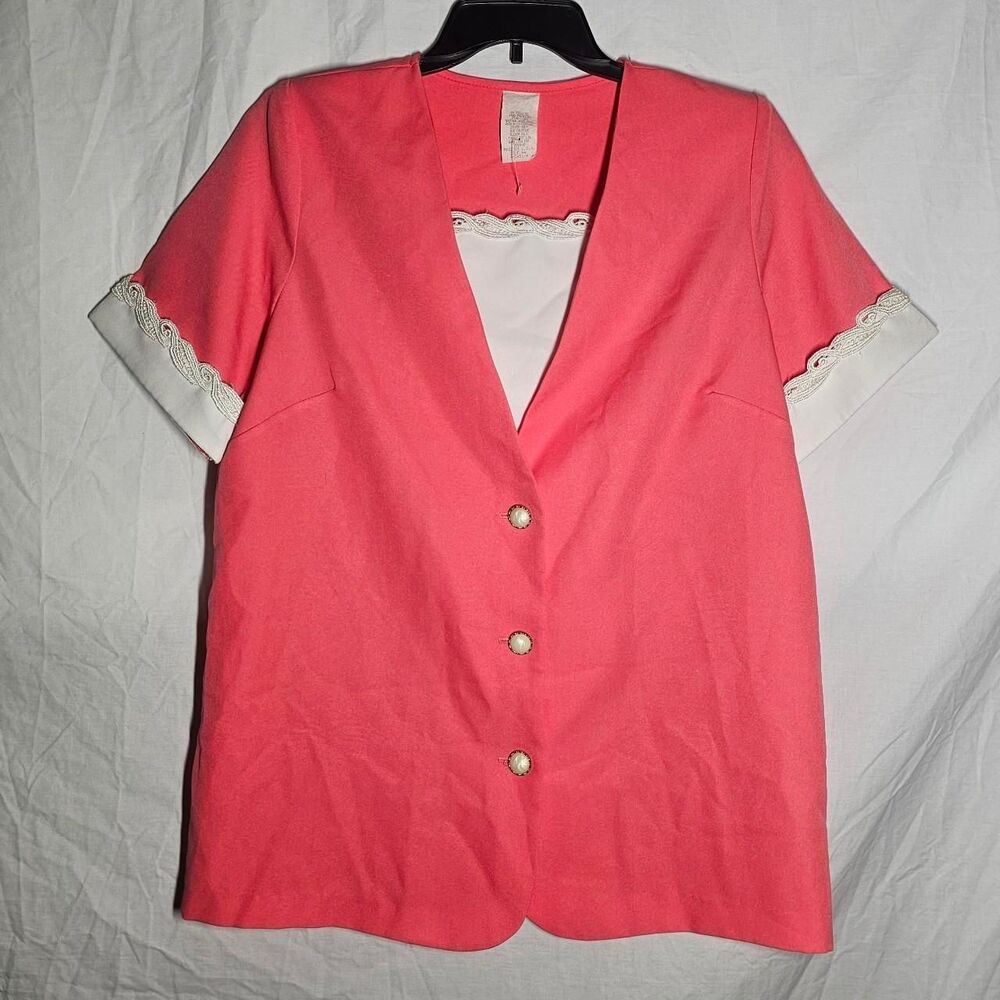 Vintage 90s 80s pink coral secretary blouse